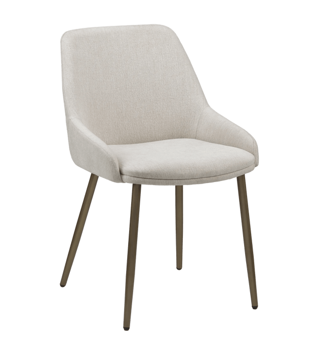 Cream Upholstered Chair with Gold Metal Legs