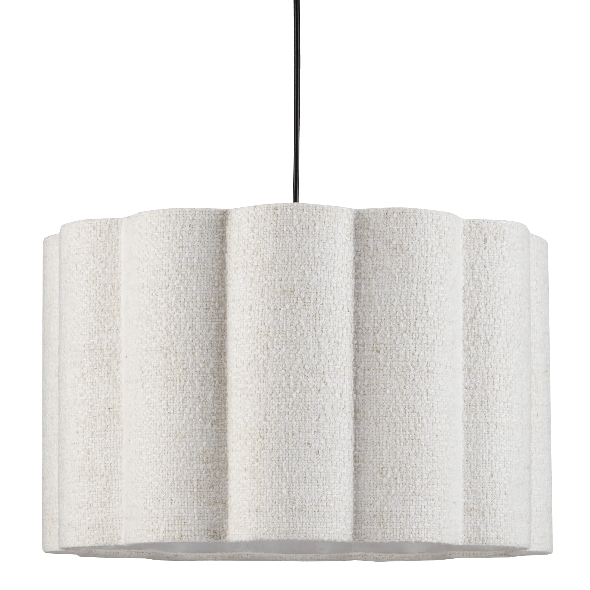 White Boucle Fabric Ceiling Lamp