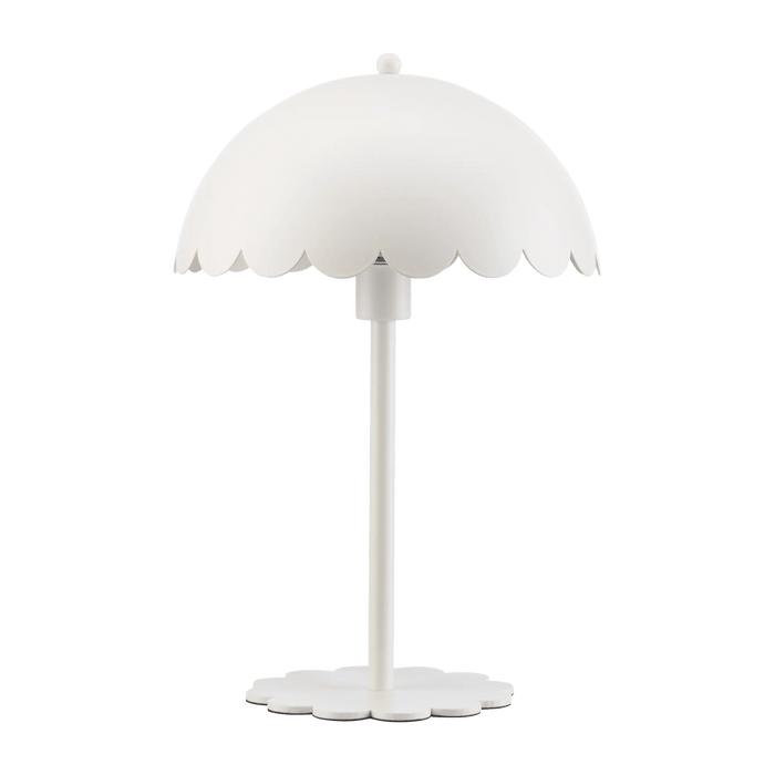 Lampe de table à bords festonnés en métal blanc