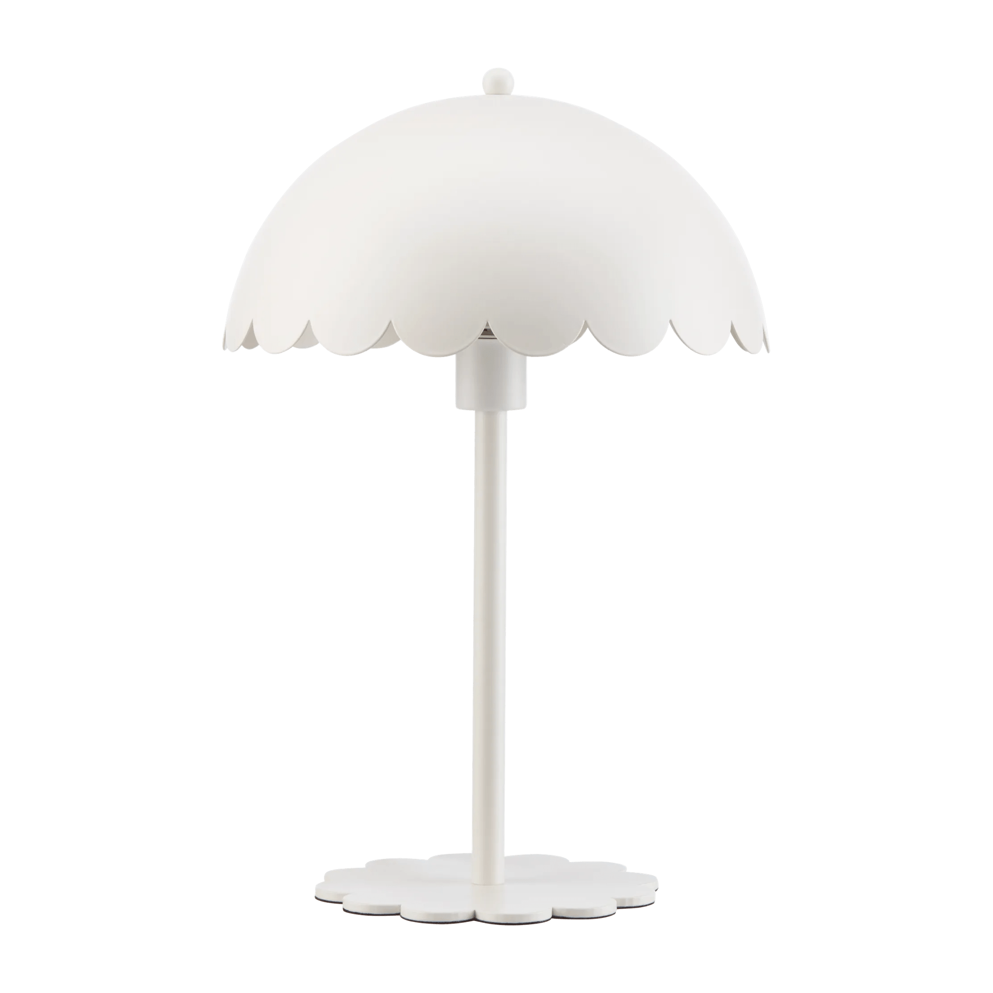White Metal Scalloped Edge Table Lamp