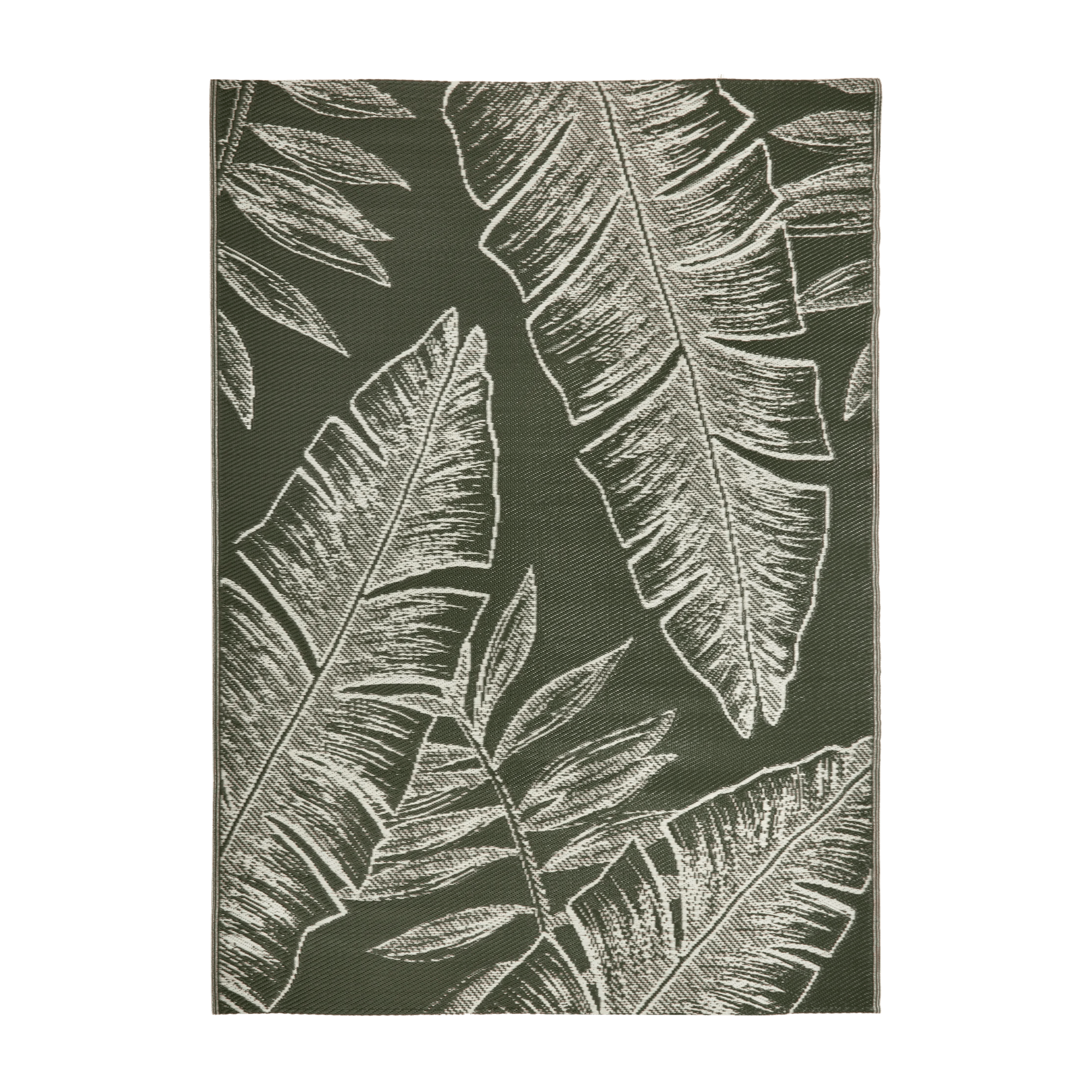 Two-Tone Green Leaf Print Reversible Rug 5x7