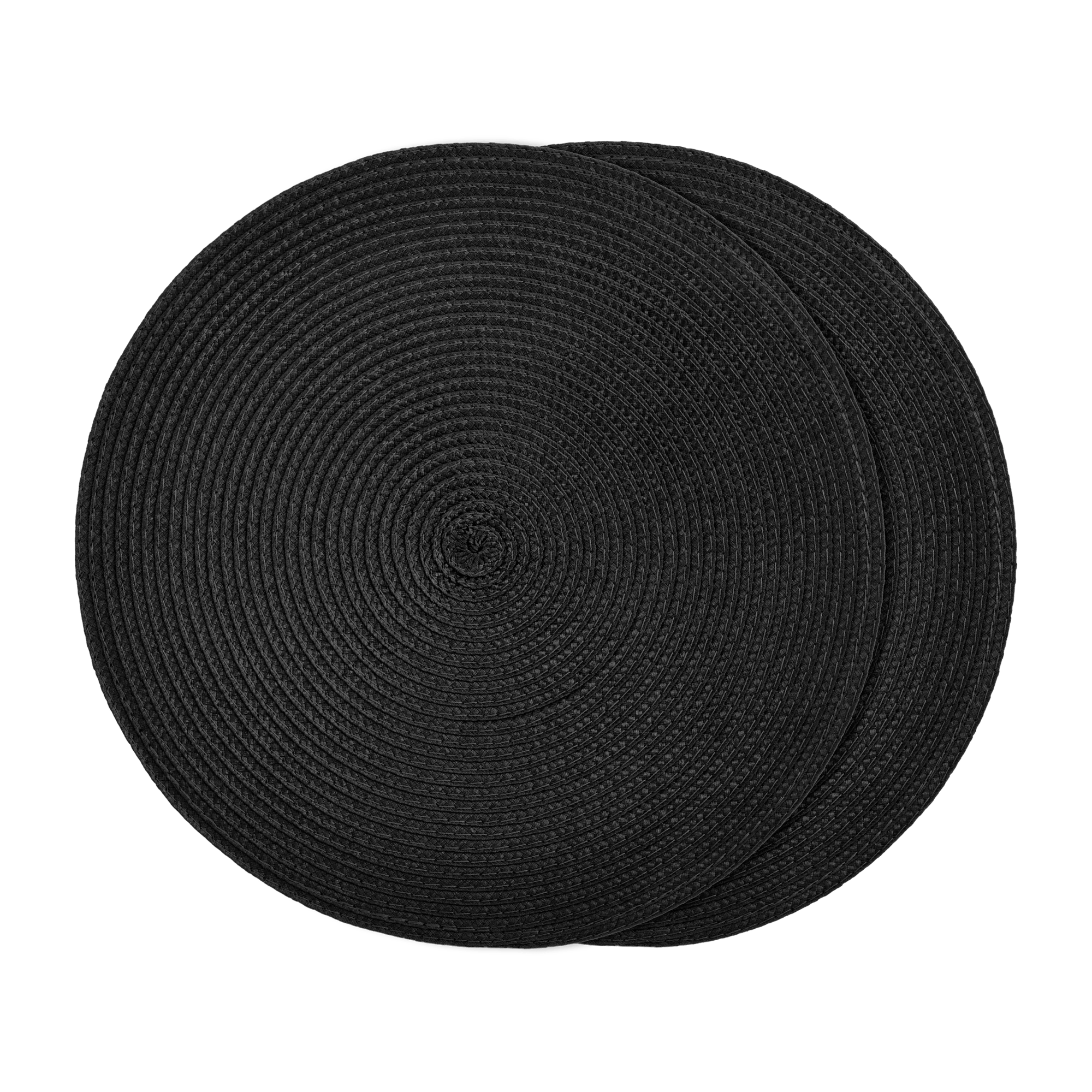 Set of 2 Round Black Outdoor Placemats