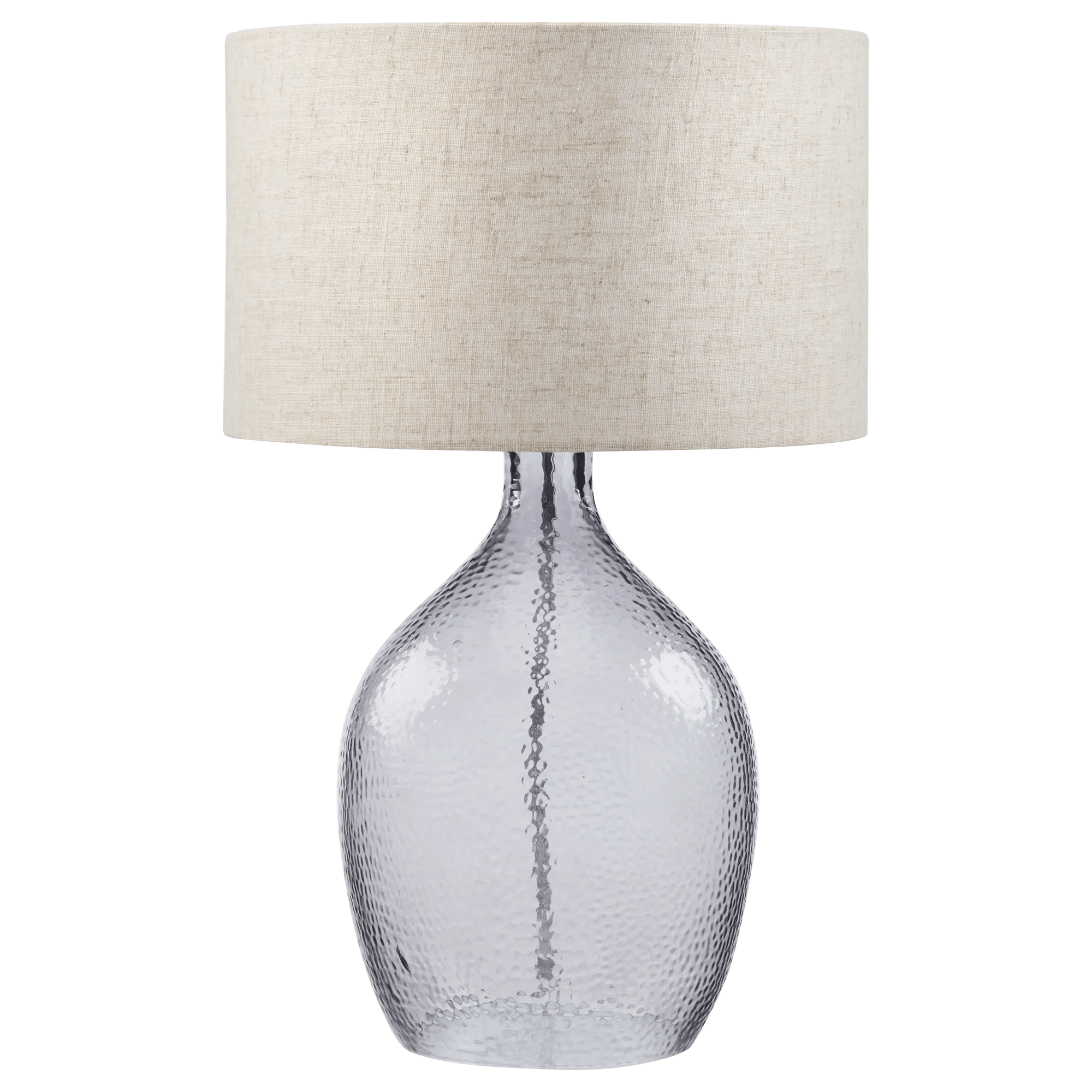 Lampe en verre martelé avec abat-jour naturel