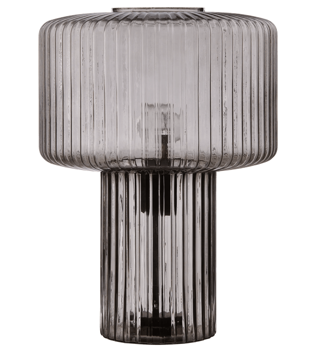 Smoky Ribbed Glass Table Lamp