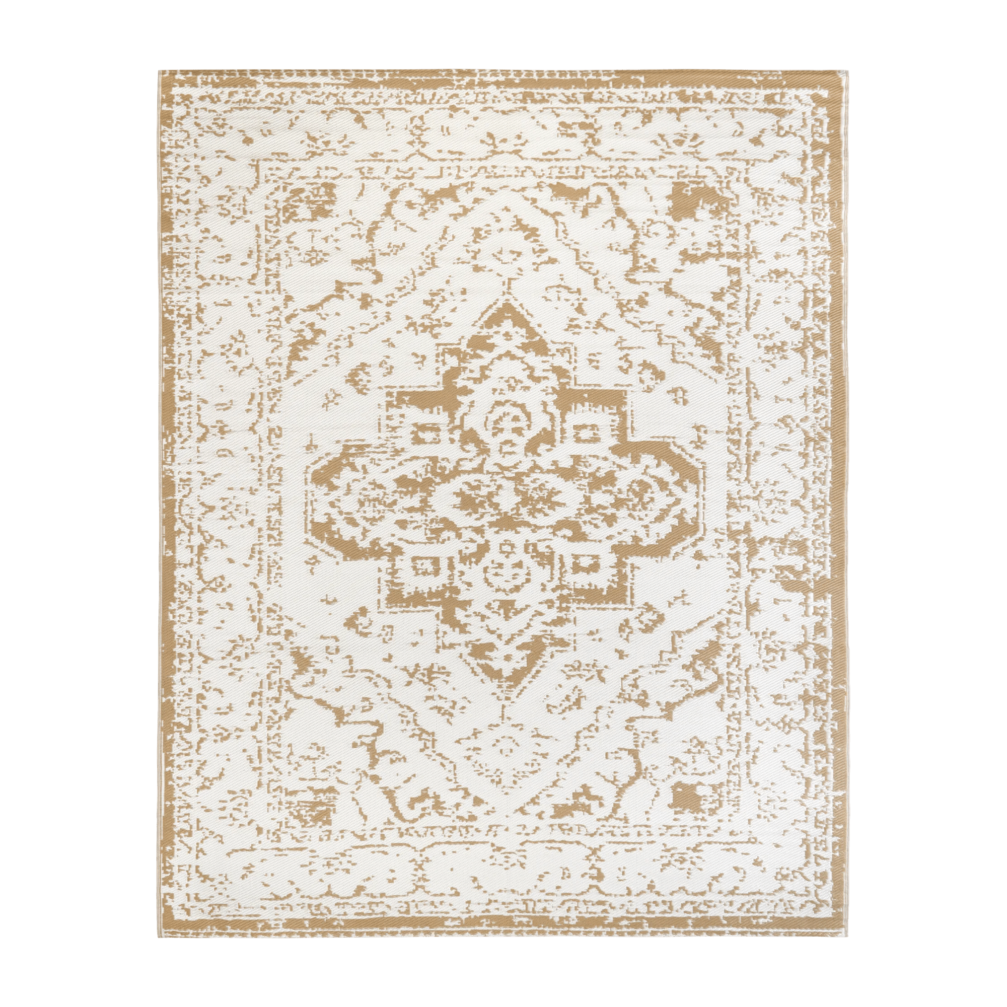 Two-Tone Beige Medallion Reversible Rug