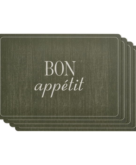 Set of 4 Green Bon Appetit Placemats