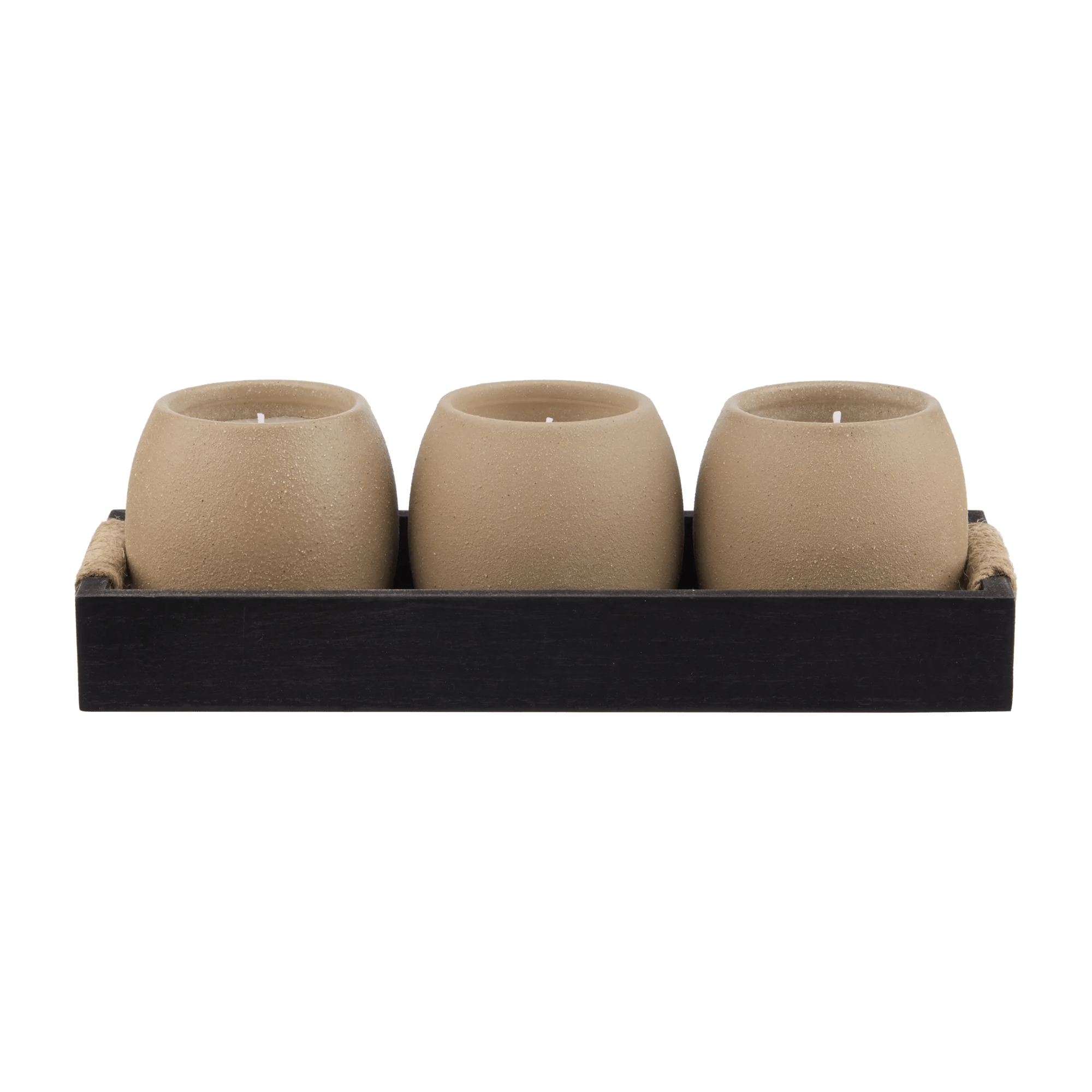 Set of 3 Candles in Black Tray
