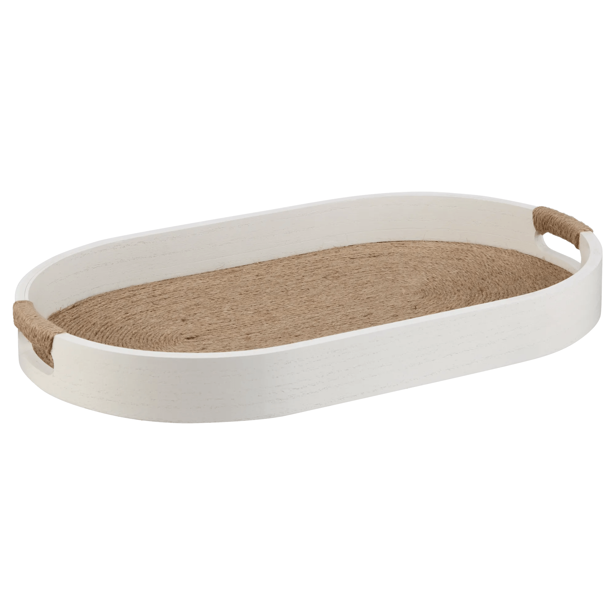 White Serving Tray with Jute Bottom