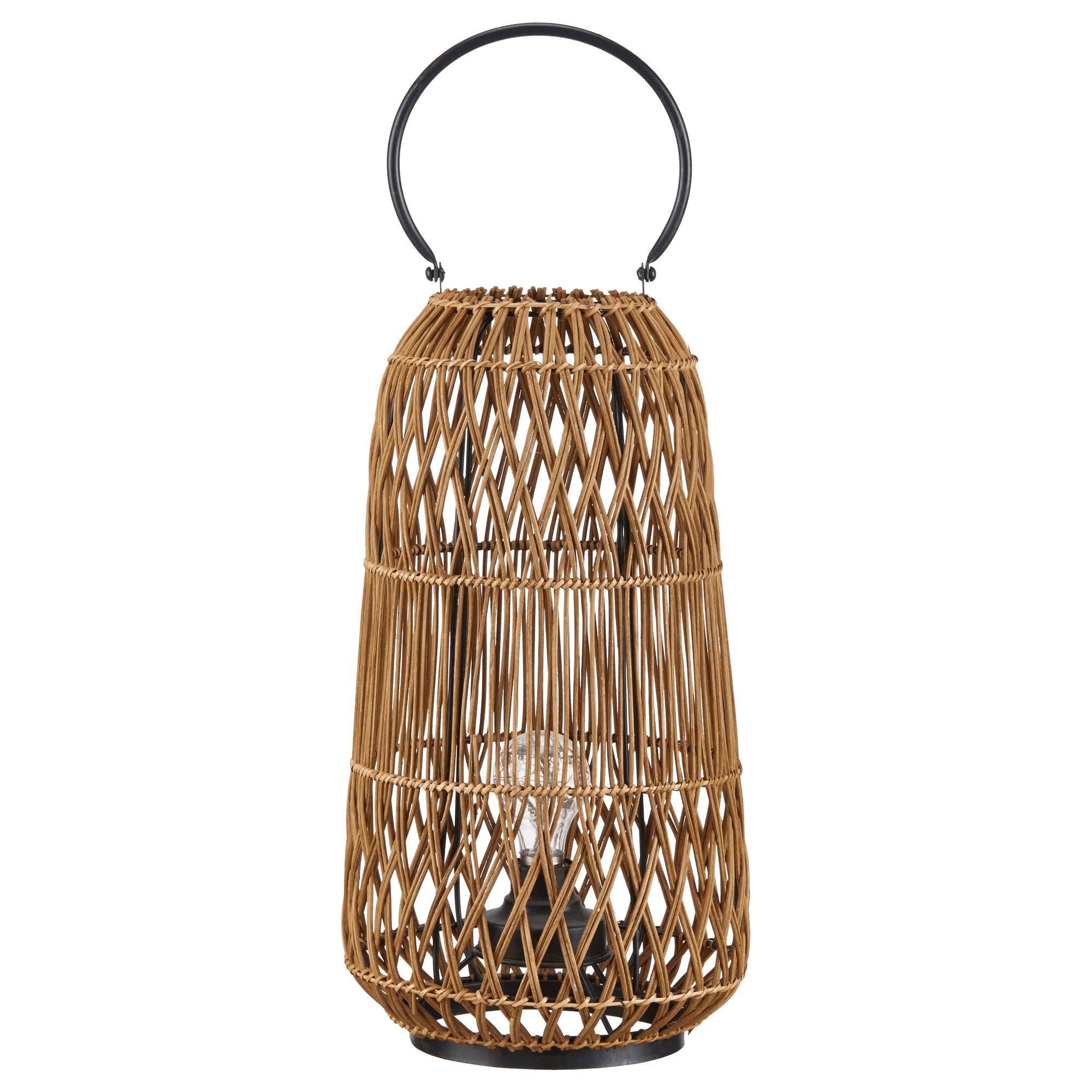 Rattan Lantern with Metal Handle