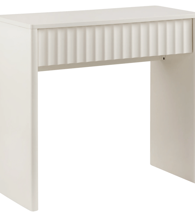Bureau blanc cassé à façade rainurée