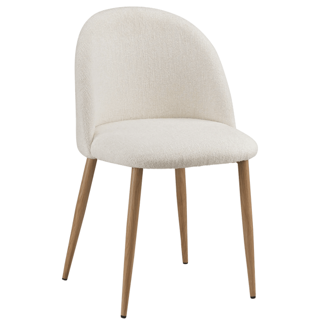 Cream Upholstered Chair with Rounded Back