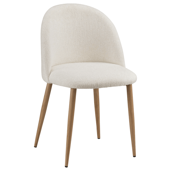 Cream Upholstered Chair with Rounded Back