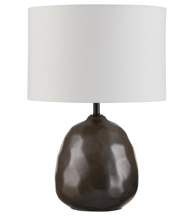 Textured Ceramic Table Lamp with White Shade