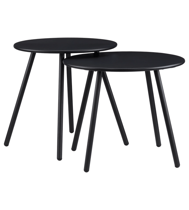 Set of 2 Outdoor Black Metal Tables