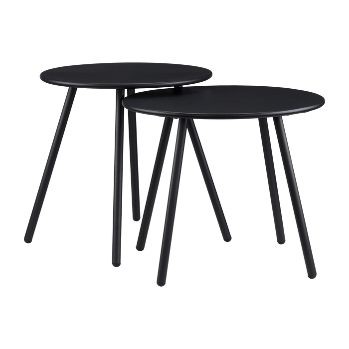 Set of 2 Outdoor Black Metal Tables