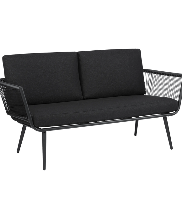 Sofa d'extérieur en cordage noir deux places