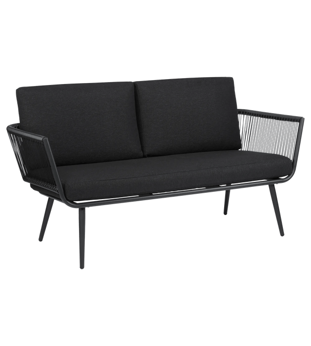 2-seat outdoor black sofa