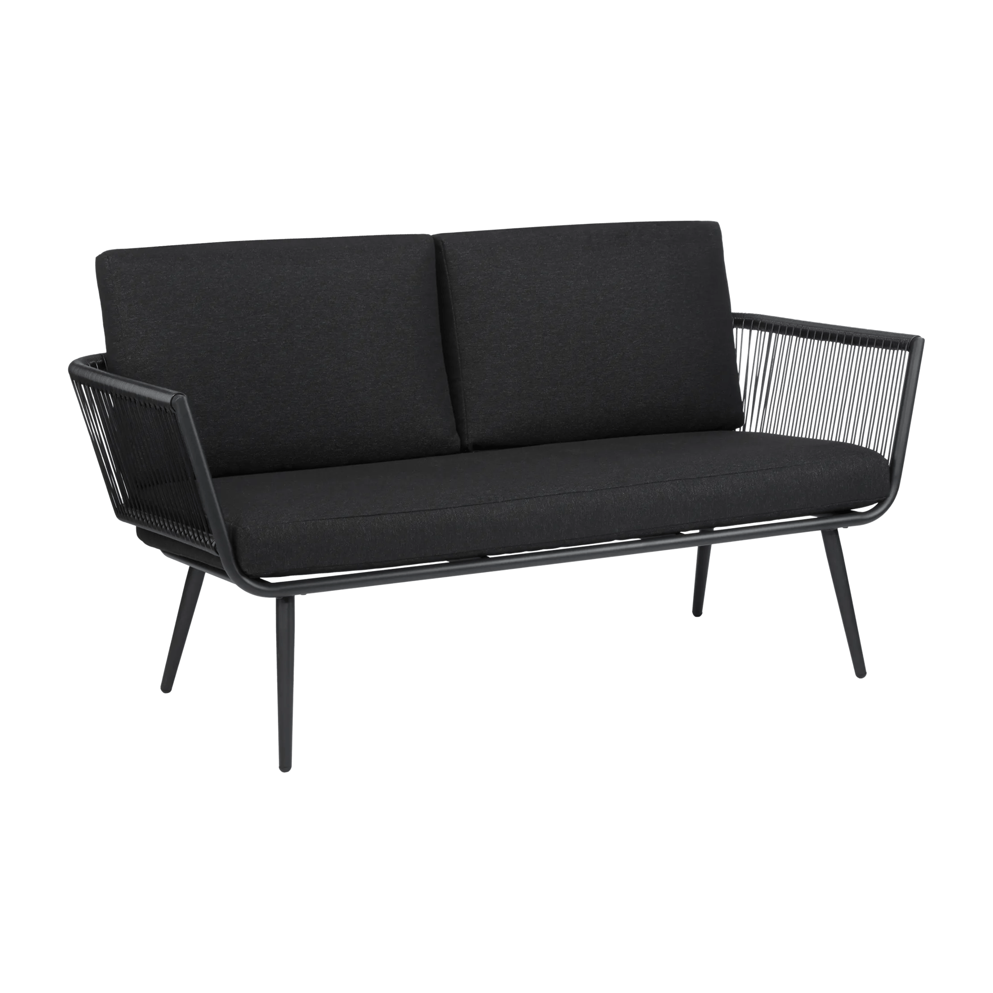 Sofa d'extérieur en cordage noir deux places