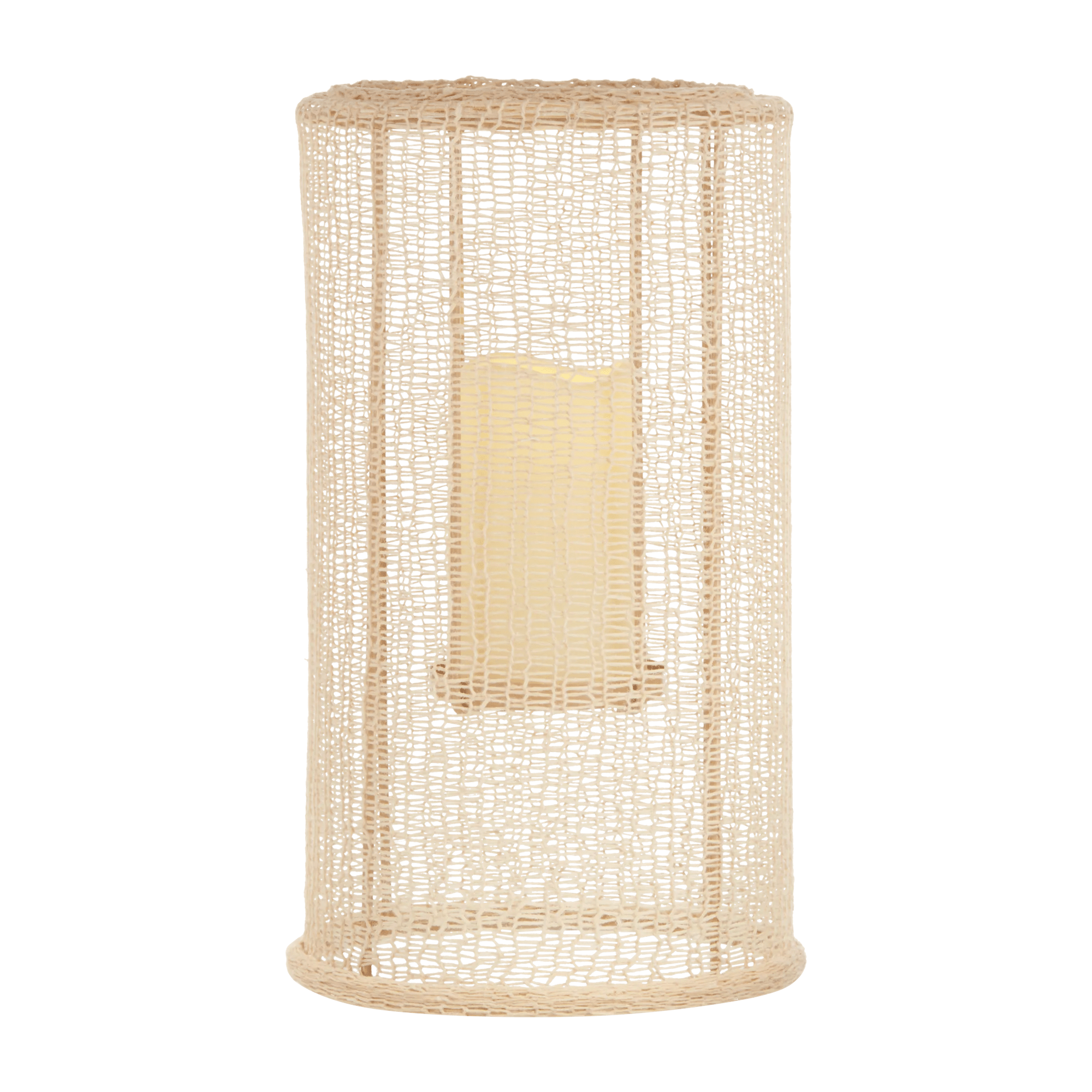 Beige Mesh LED Lantern