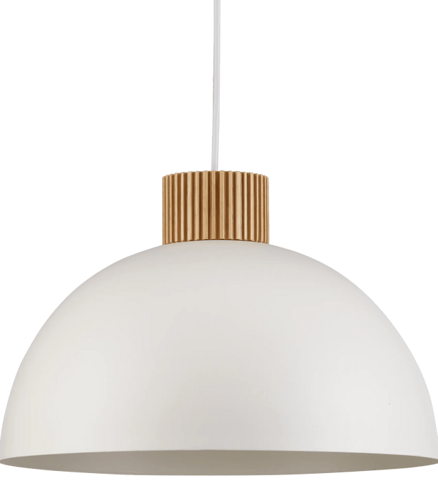 Modern white ceiling light with wooden detail