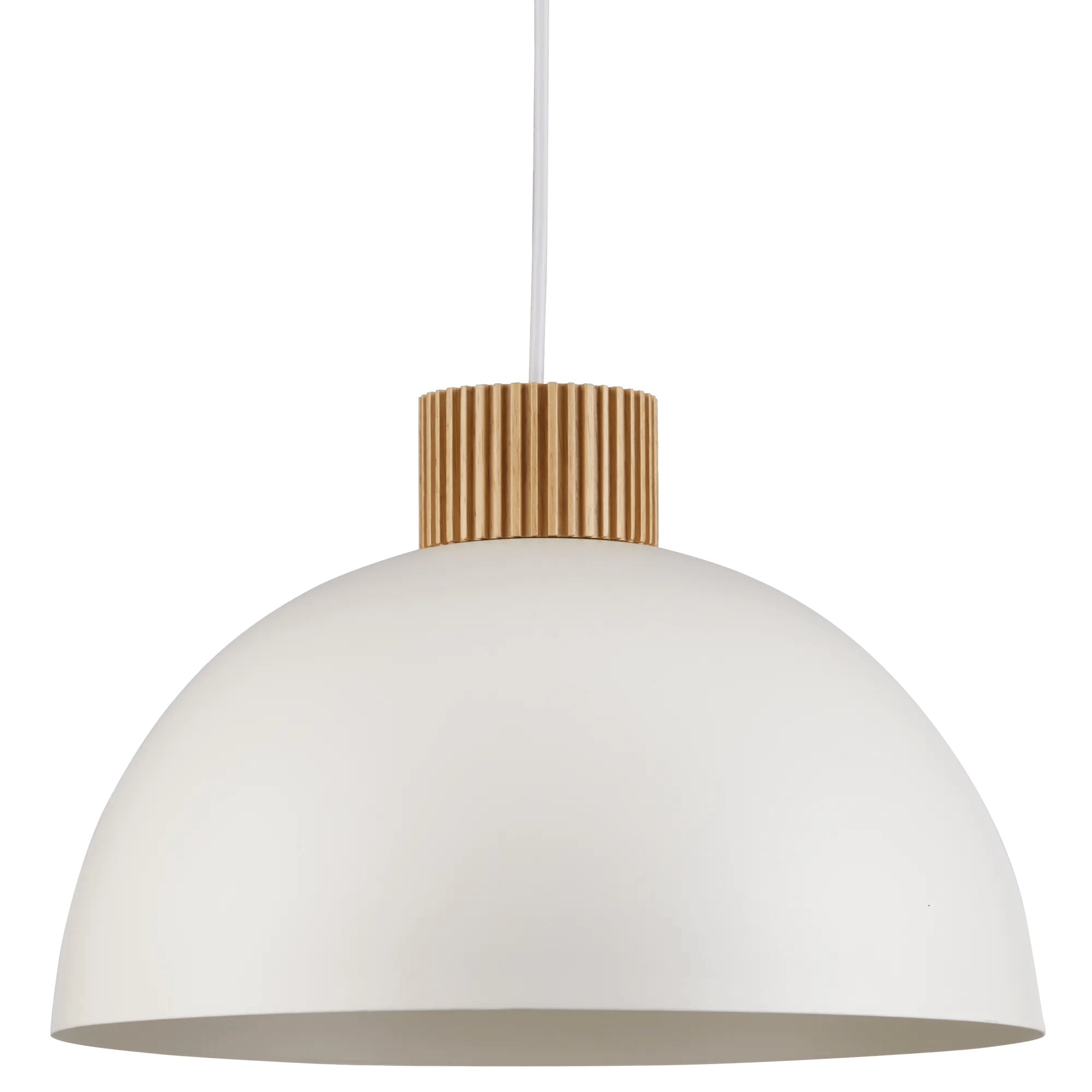 Modern white ceiling light with wooden detail