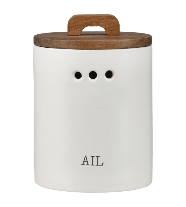 Pot à ail avec couvercle en bois