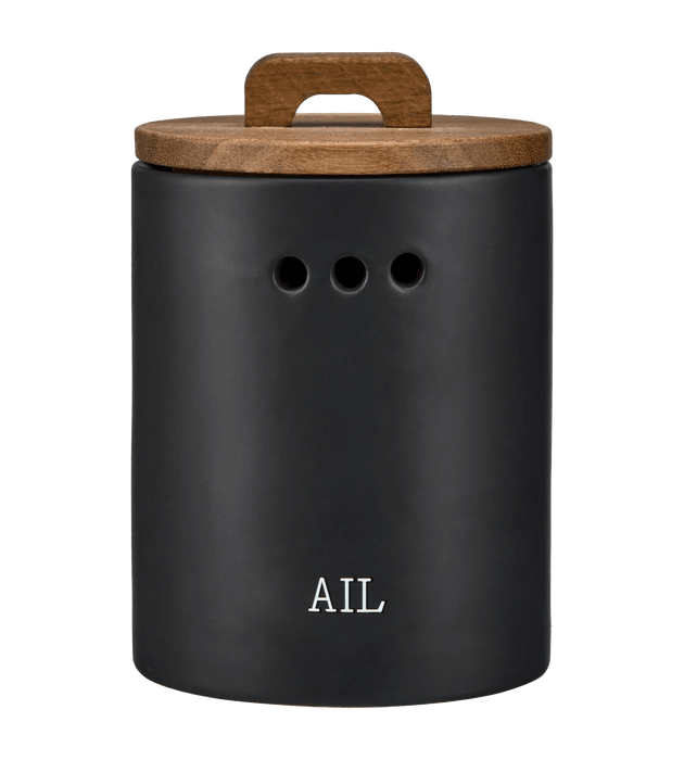 Pot à ail avec couvercle en bois