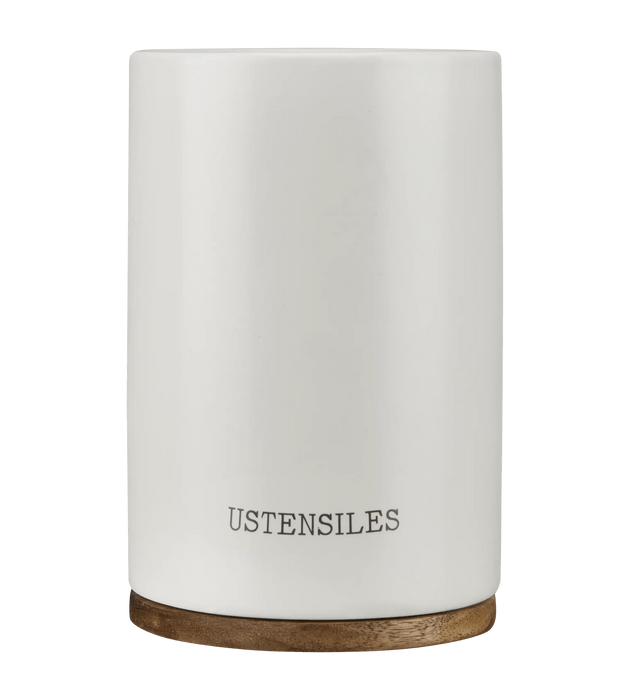 Pot à ustensiles en céramique avec Base en bois