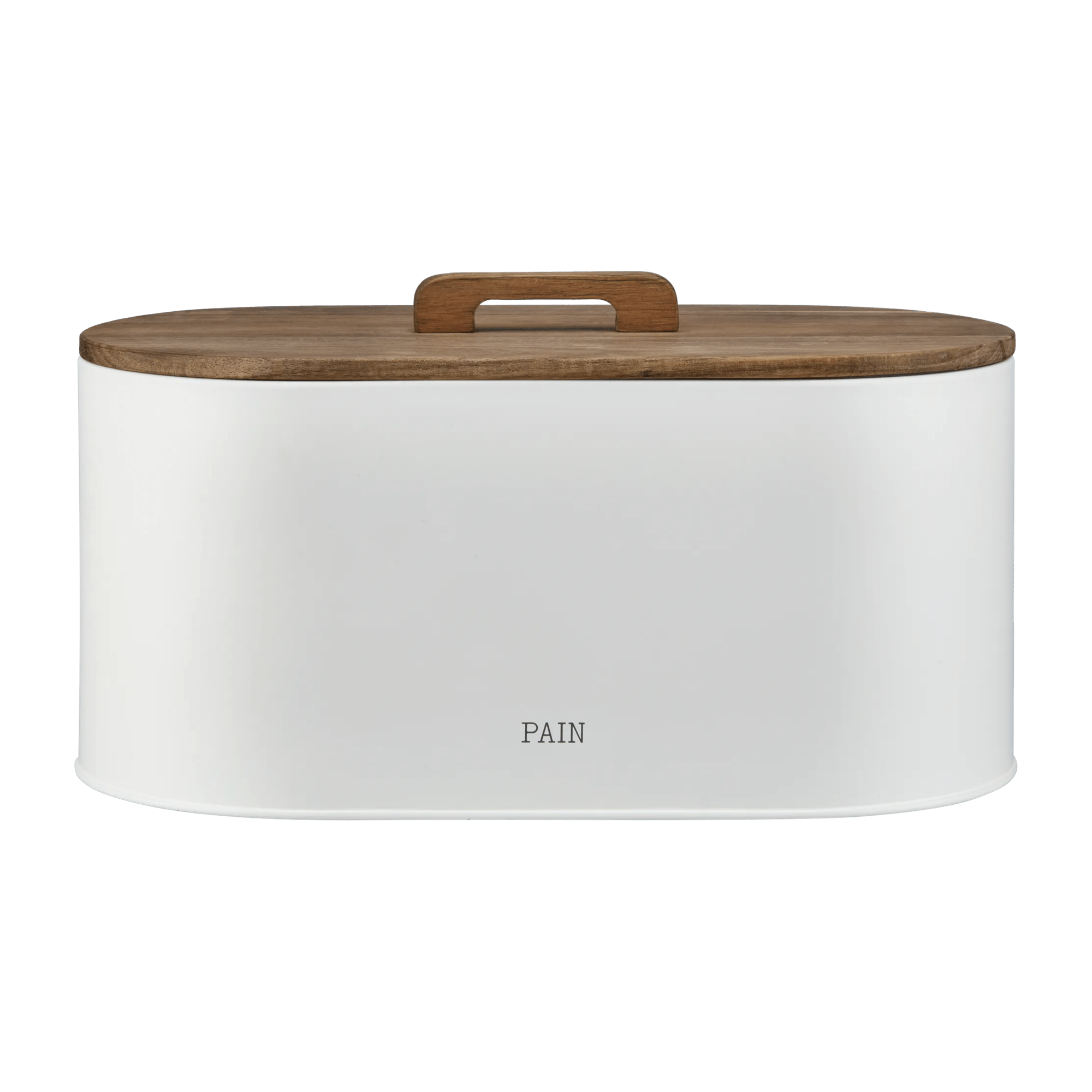 Boîte à pain blanche avec couvercle en bois