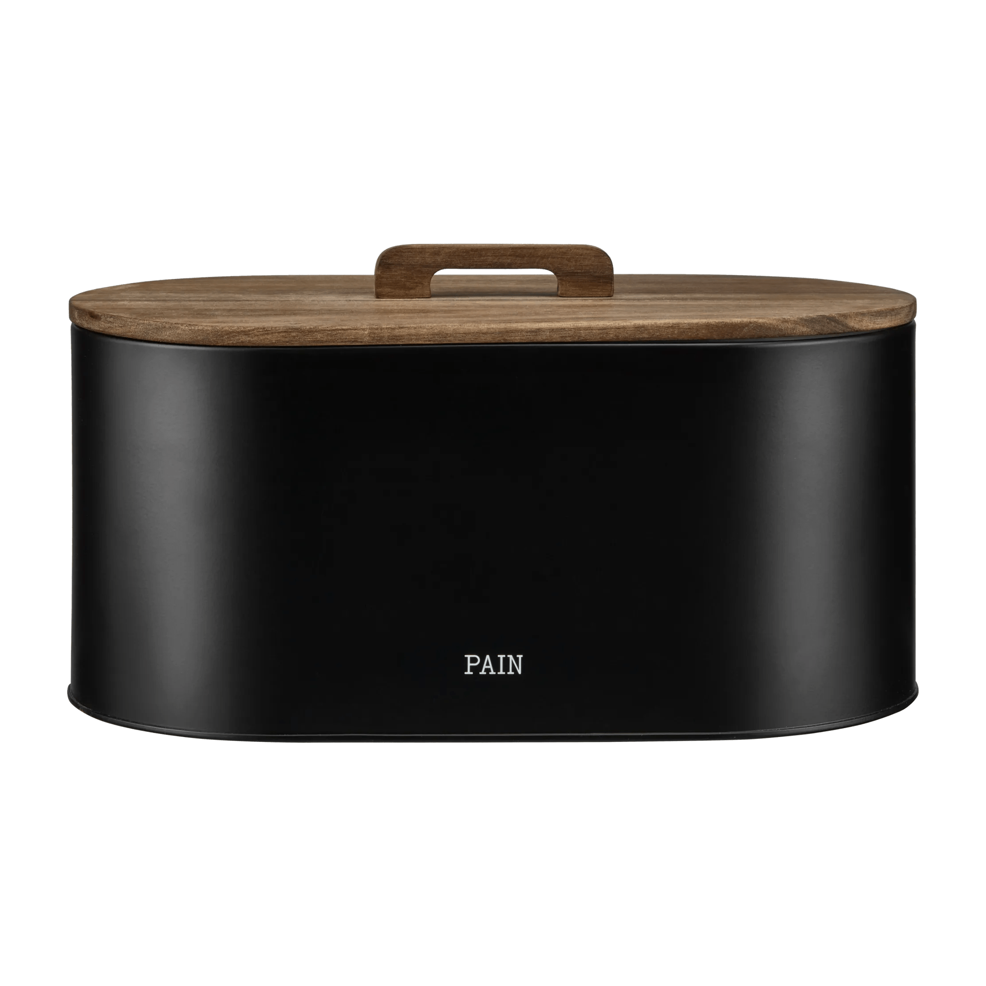 Black Bread Box with Wooden Lid
