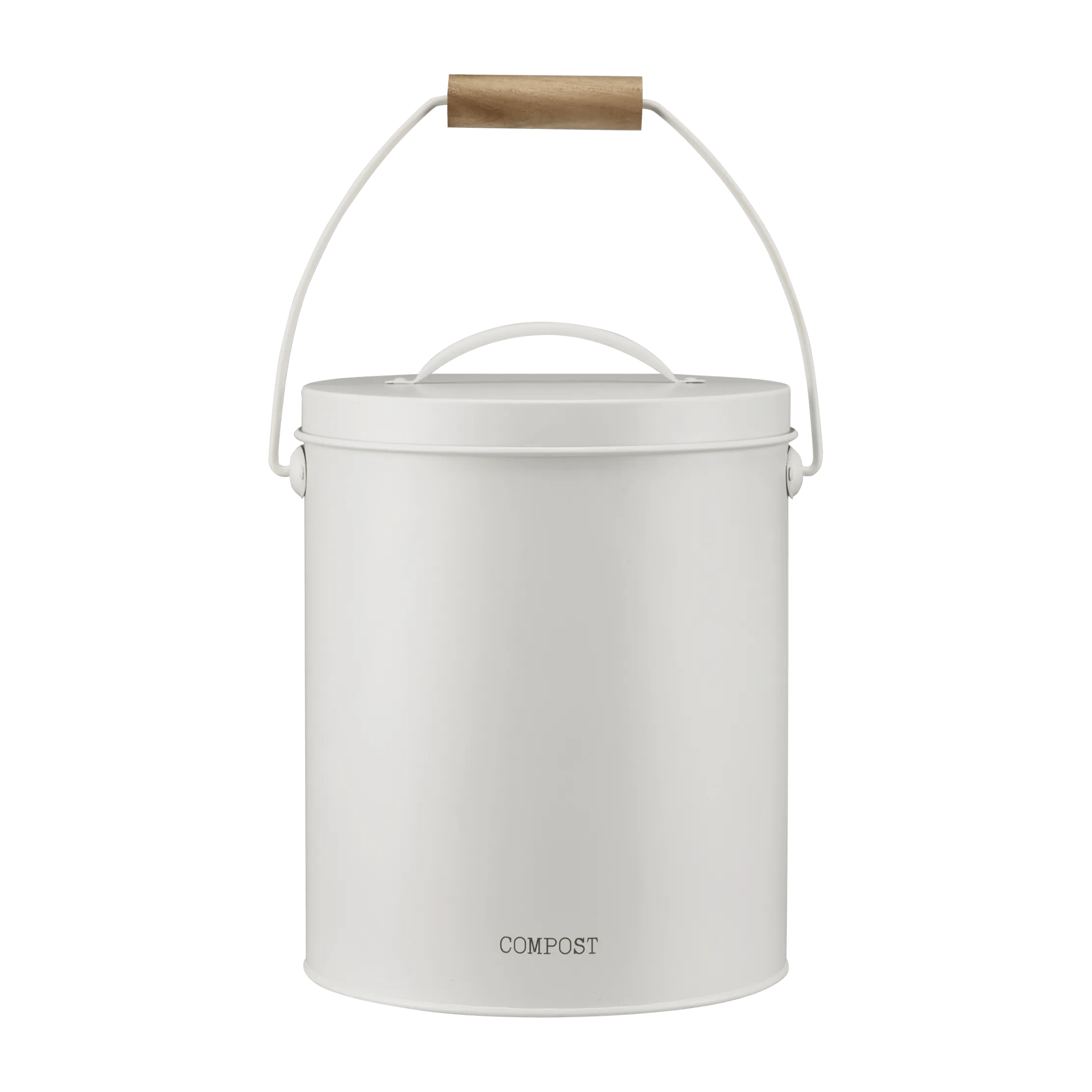 Seau à Compost blanc avec poignée en bois