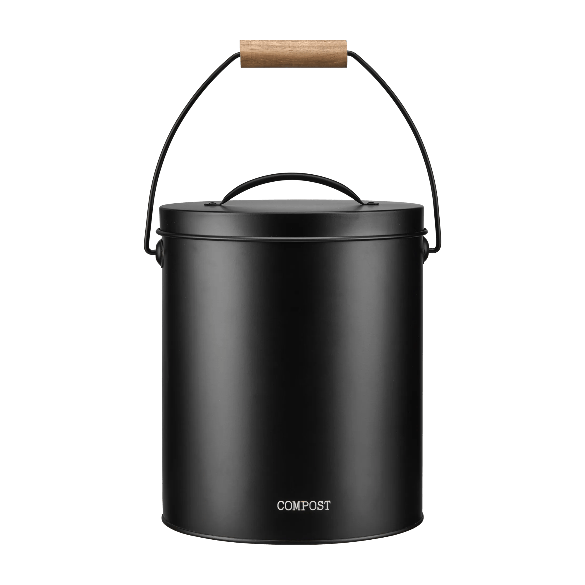 Compost Bin Black with Wooden Handle
