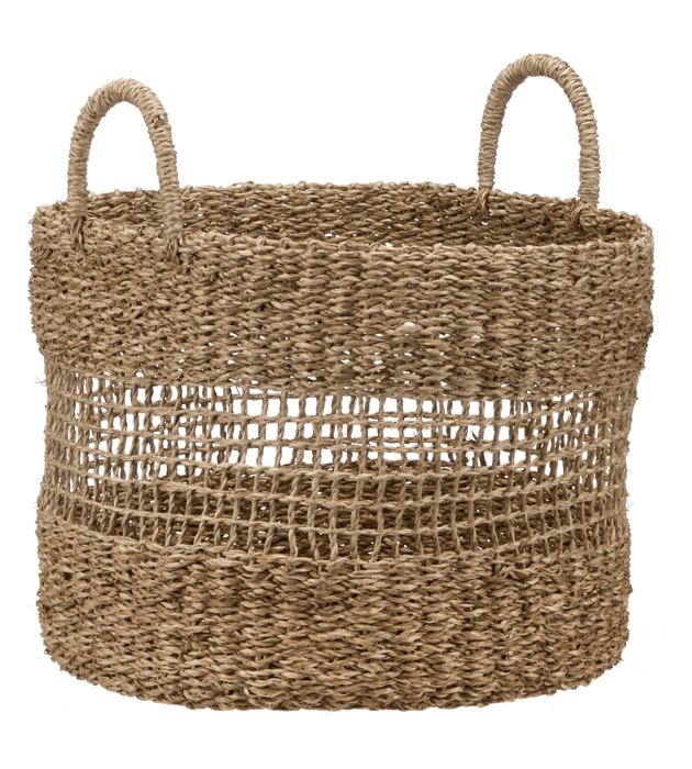 Panier de rangement tissé avec poignées