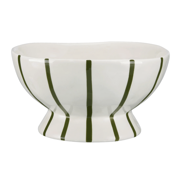 Green Striped Ceramic Decorative Bowl