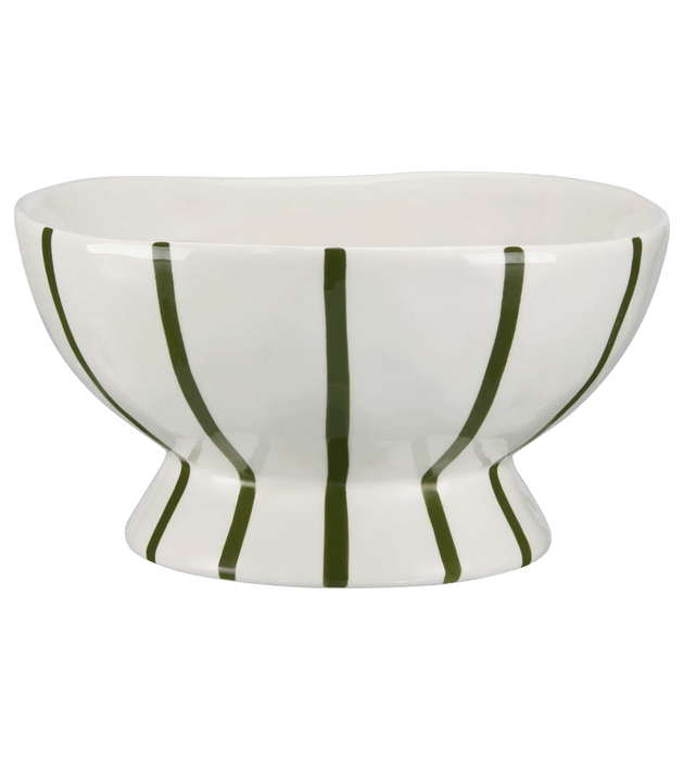 Green Striped Ceramic Decorative Bowl