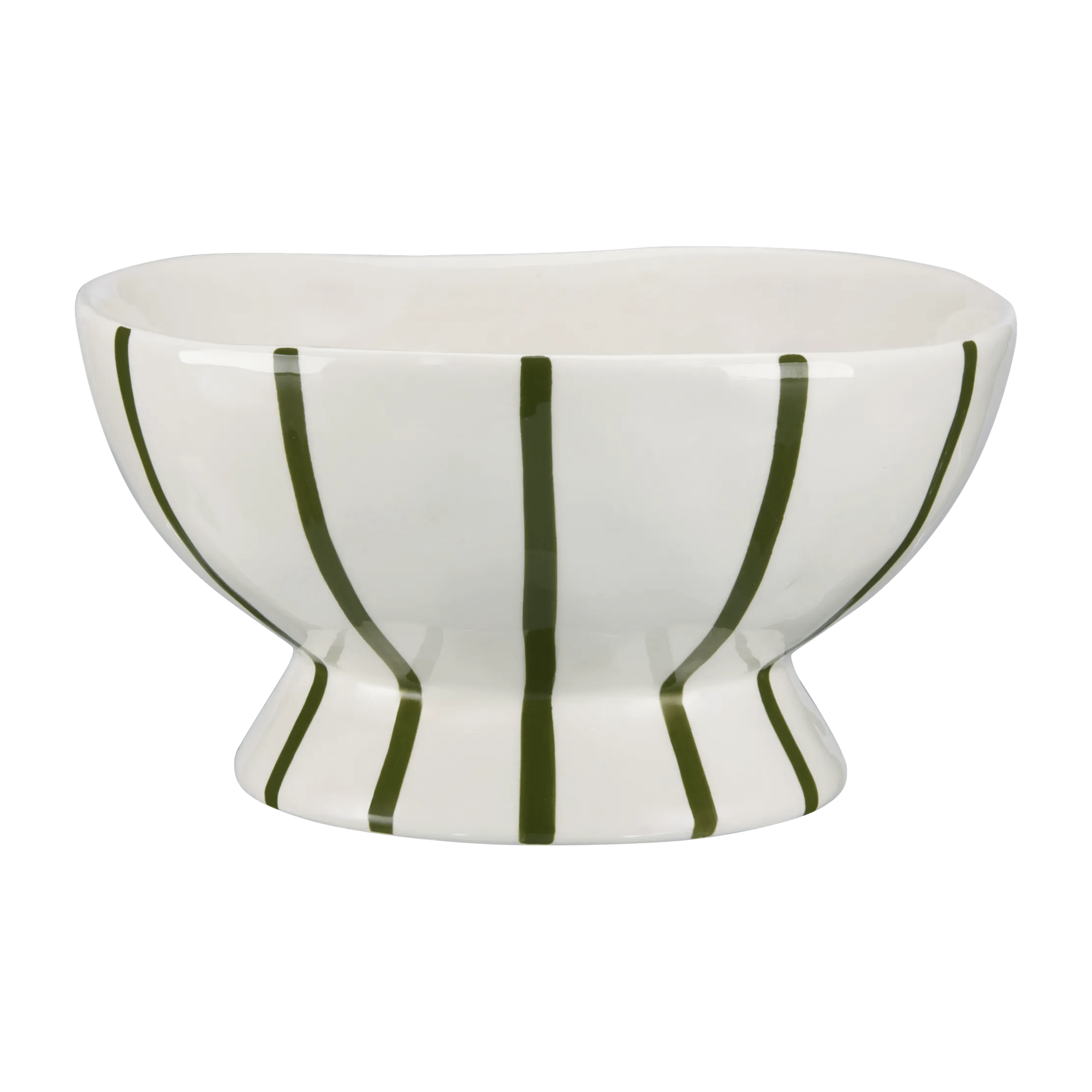 Bol décoratif en céramique à rayures vertes