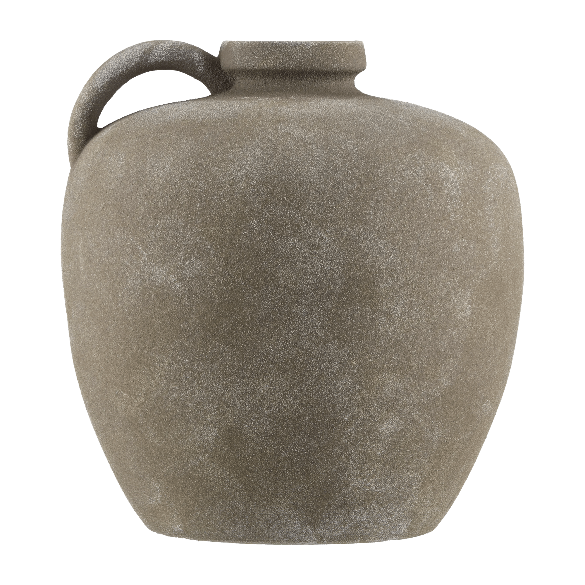 Cruche décorative en céramique taupe mate avec anse