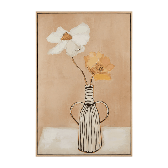 Cadre imprimé fleurs dans un vase rayé embelli au gel