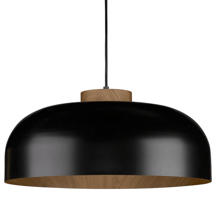Suspension noire en métal avec Accent bois