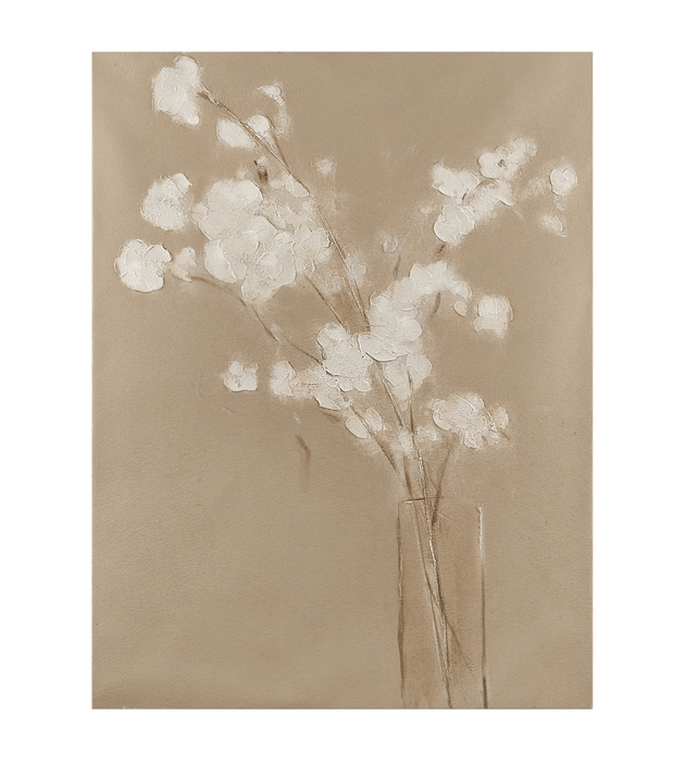 Tableau peint à l'huile des fleurs délicates dans un vase