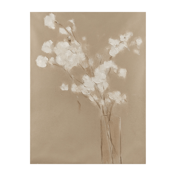 Tableau peint à l'huile des fleurs délicates dans un vase