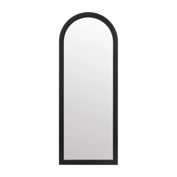 Full-Length Arched Mirror with Black Scalloped Frame