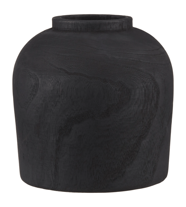 Vase décoratif noir en bois