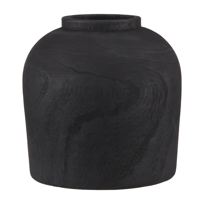 Vase décoratif noir en bois