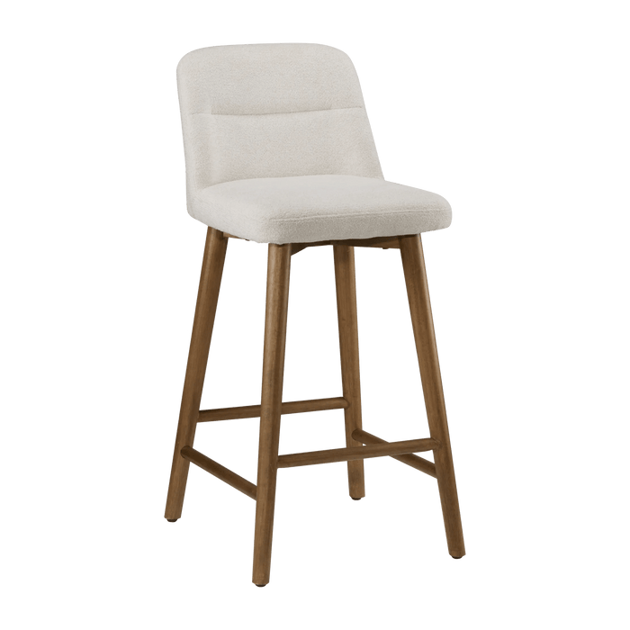 Tabouret de bar rembourré en tissu avec pieds en bois