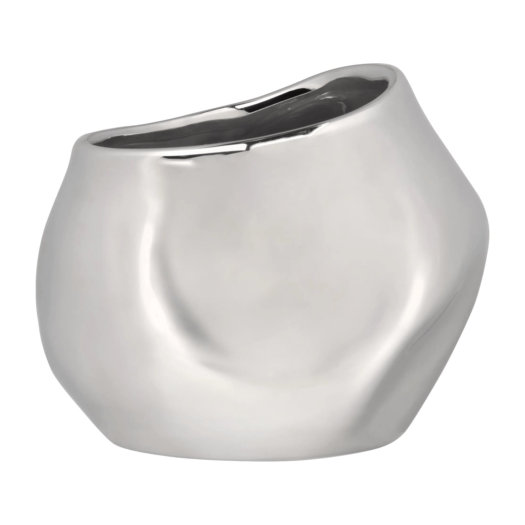 Vase en céramique argentée