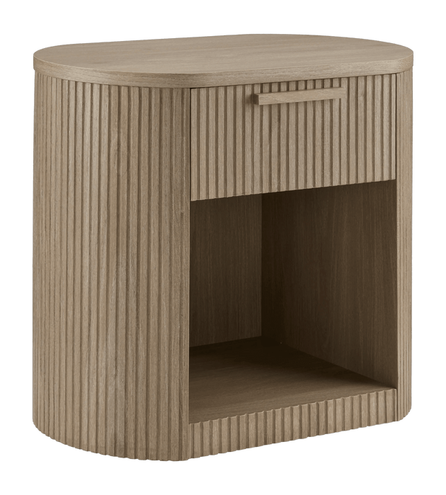 Ribbed Side Table with Drawer