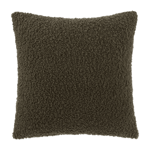 Dark Green Doodle Boucle Decorative Throw Pillow