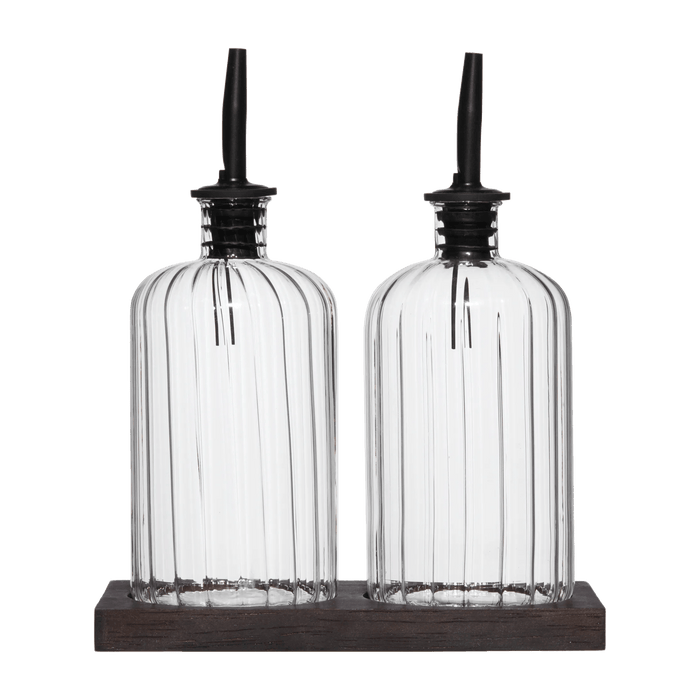 Ensemble de 2 bouteilles d'huile en verre