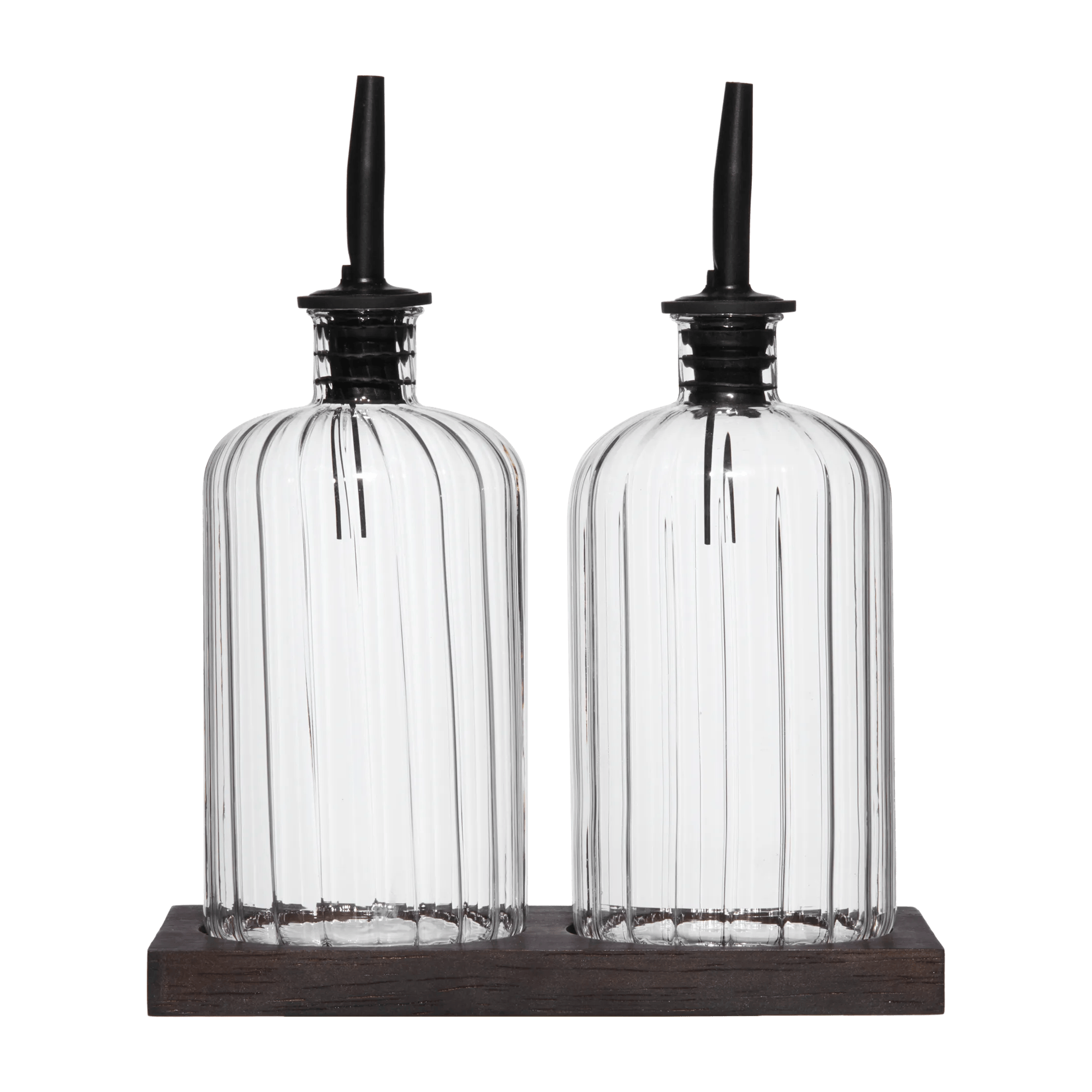 Ensemble de 2 bouteilles d'huile en verre